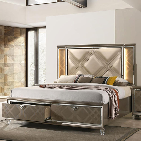 Acme Furniture Skylar Queen Upholstered Panel Bed with Storage 25320Q IMAGE 1