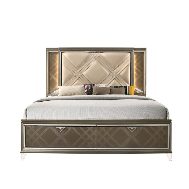 Acme Furniture Skylar Queen Upholstered Panel Bed with Storage 25320Q IMAGE 3