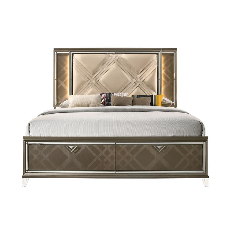 Acme Furniture Skylar King Upholstered Panel Bed with Storage 25317EK IMAGE 3