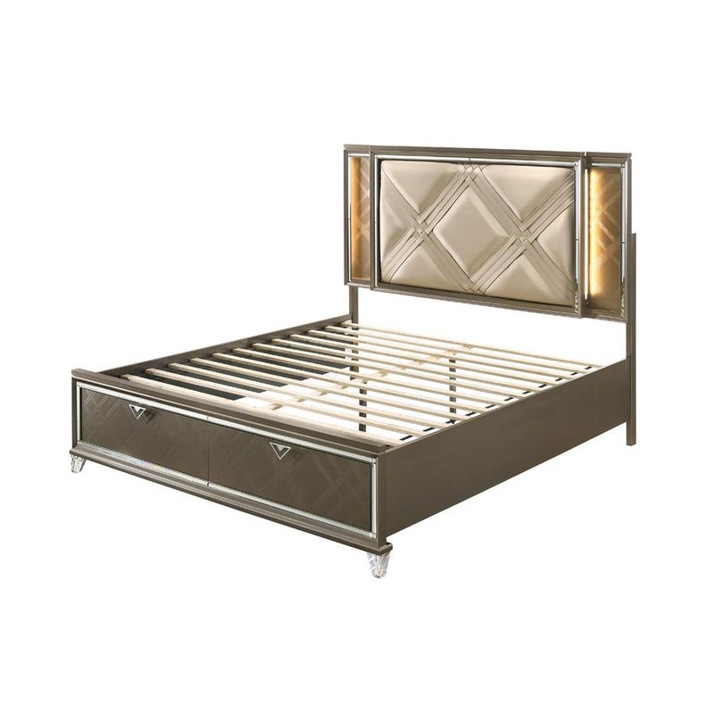 Acme Furniture Skylar King Upholstered Panel Bed with Storage 25317EK IMAGE 4