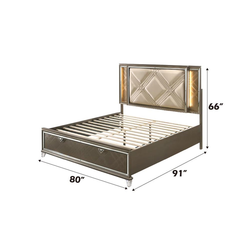 Acme Furniture Skylar King Upholstered Panel Bed with Storage 25317EK IMAGE 5
