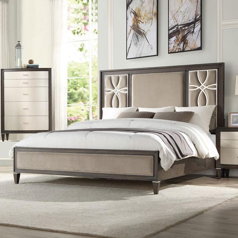 Acme Furniture Peregrine Queen Upholstered Panel Bed 28010Q IMAGE 4