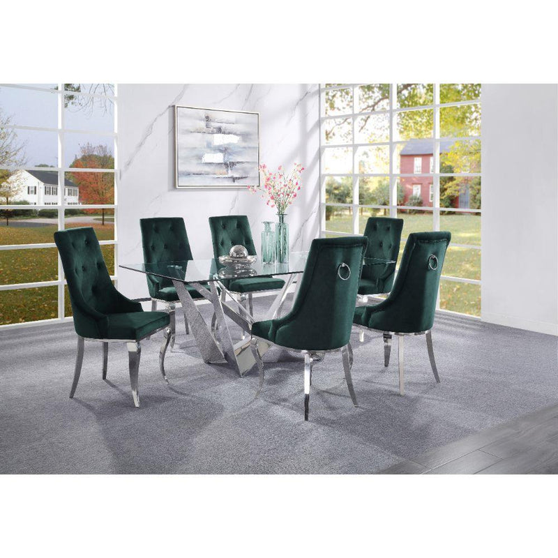 Acme Furniture Dekel Dining Table with Glass Top and Pedestal Base 70140 IMAGE 4