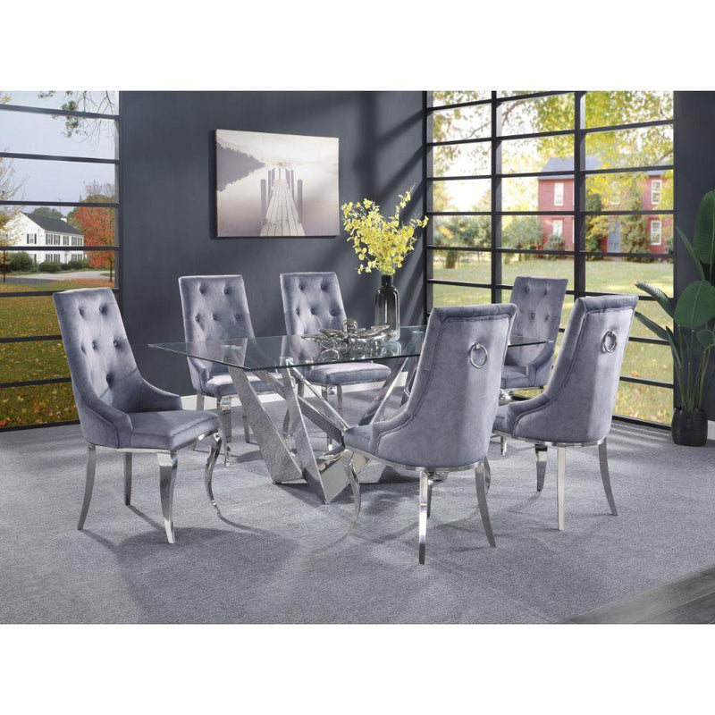 Acme Furniture Dekel Dining Table with Glass Top and Pedestal Base 70140 IMAGE 5