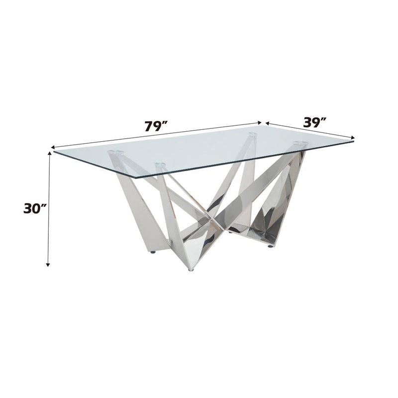Acme Furniture Dekel Dining Table with Glass Top and Pedestal Base 70140 IMAGE 6