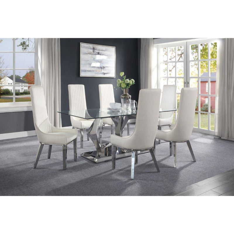 Acme Furniture Gianna Dining Table with Glass Top and Pedestal Base 72470 IMAGE 4