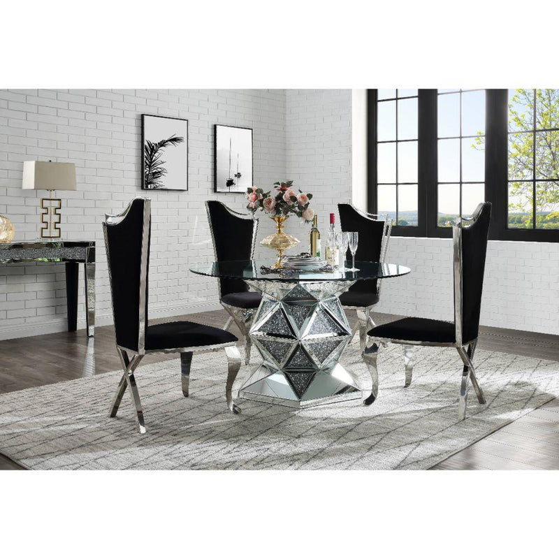 Acme Furniture Round Noralie Dining Table with Glass Top and Pedestal Base 72145 IMAGE 5