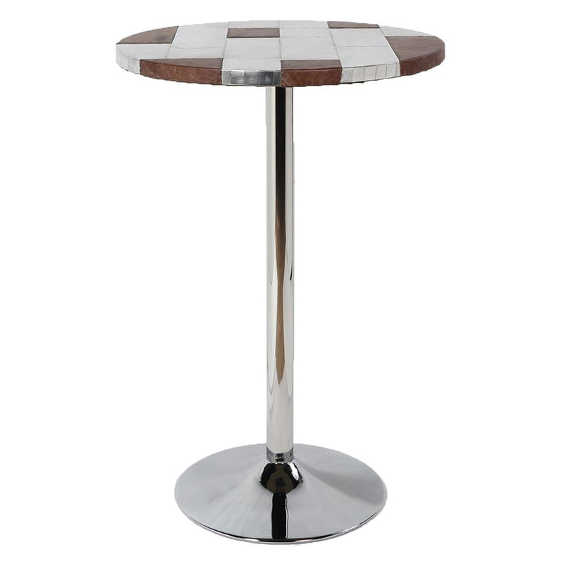 Acme Furniture Round Brancaster Pub Height Dining Table with Aluminum Top and Pedestal Base 70425 IMAGE 2