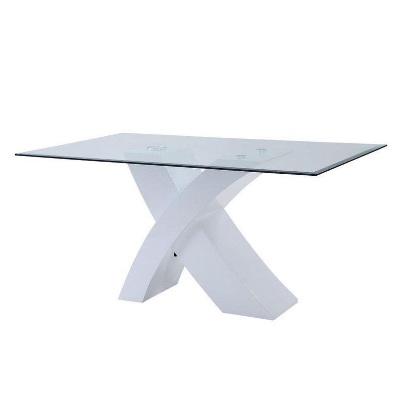 Acme Furniture Pervis Dining Table with Glass Top and Pedestal Base 71105 IMAGE 2