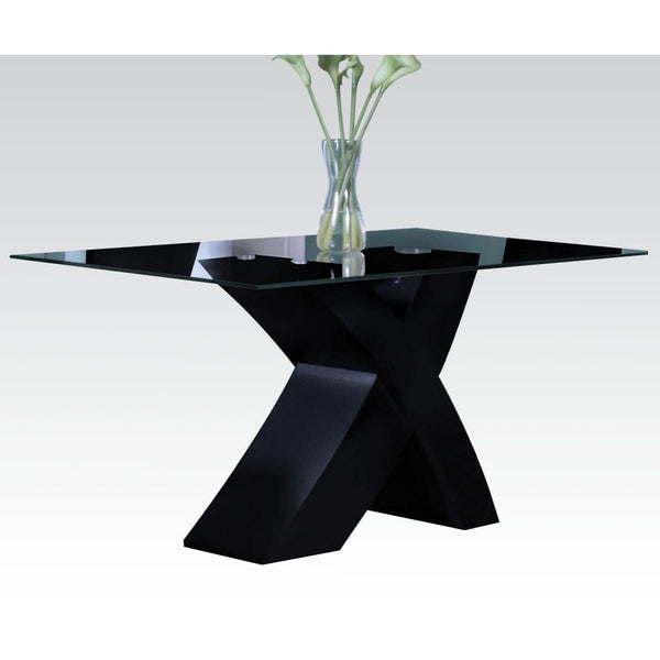 Acme Furniture Pervis Dining Table with Glass Top and Pedestal Base 71110 IMAGE 1