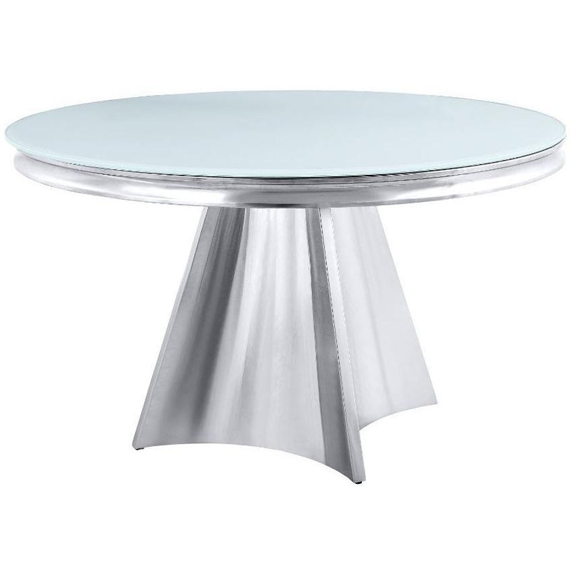 Acme Furniture Round Hiero Dining Table with Glass Top and Pedestal Base 72490 IMAGE 2