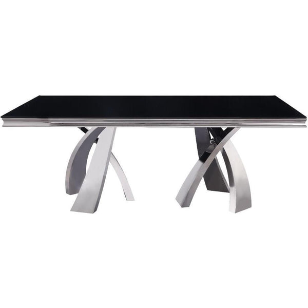 Acme Furniture Geordi Dining Table with Glass Top and Pedestal Base 72495 IMAGE 1