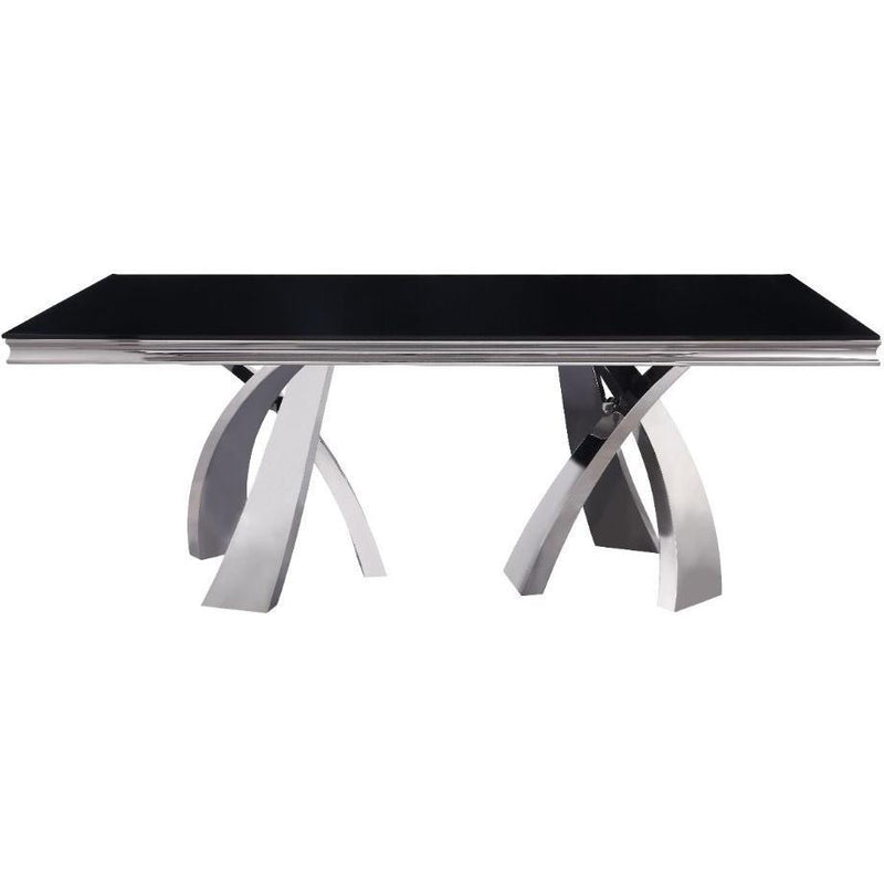 Acme Furniture Geordi Dining Table with Glass Top and Pedestal Base 72495 IMAGE 1
