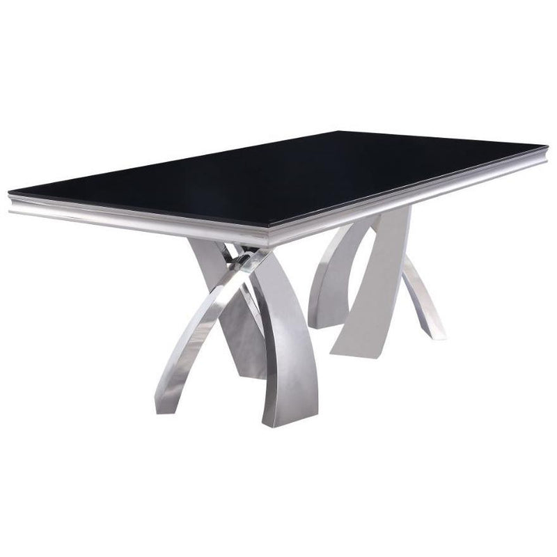 Acme Furniture Geordi Dining Table with Glass Top and Pedestal Base 72495 IMAGE 2