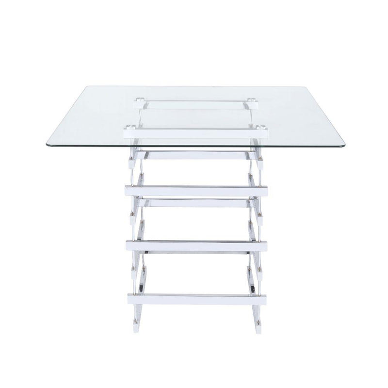 Acme Furniture Square Nadie Counter Height Dining Table with Glass Top and Pedestal Base 72590 IMAGE 2