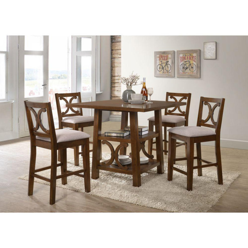 Acme Furniture Square Norabel Counter Height Dining Table with Pedestal Base 72710 IMAGE 4