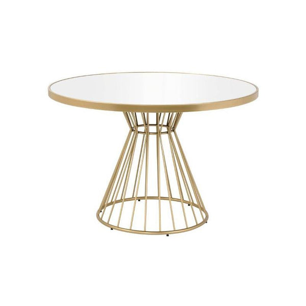 Acme Furniture Round Chuchip Dining Table with Mirror Top and Pedestal Base 72945 IMAGE 1