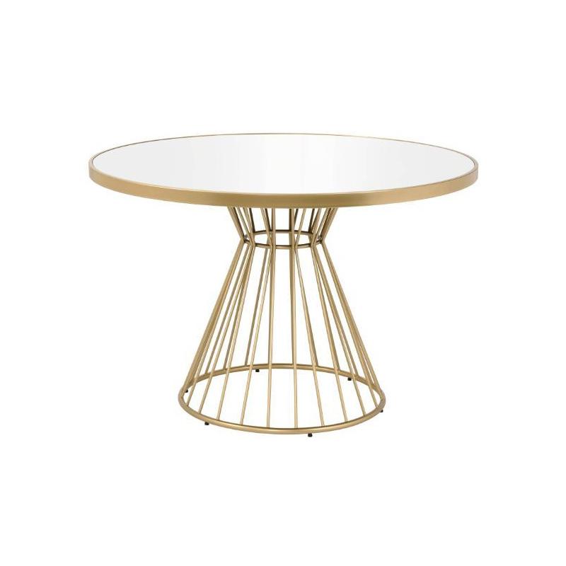 Acme Furniture Round Chuchip Dining Table with Mirror Top and Pedestal Base 72945 IMAGE 1