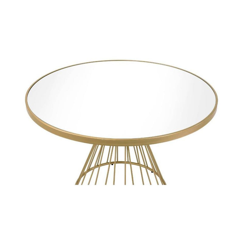 Acme Furniture Round Chuchip Dining Table with Mirror Top and Pedestal Base 72945 IMAGE 2