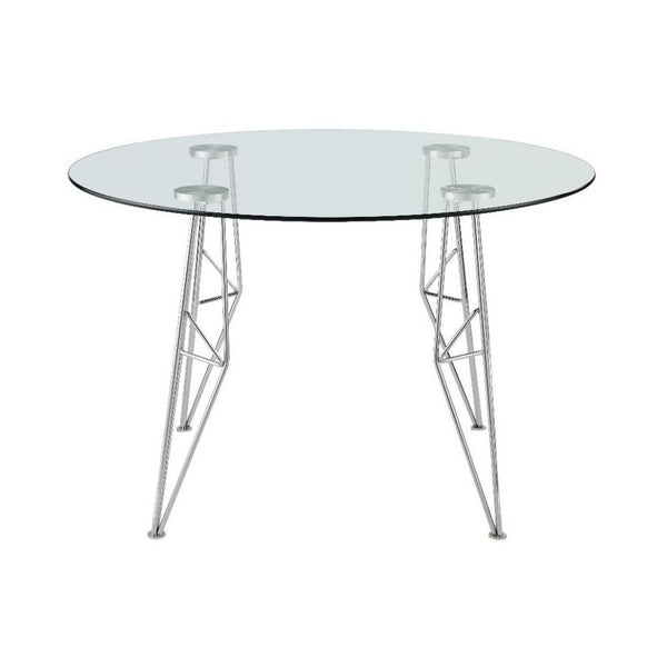 Acme Furniture Round Paula Dining Table with Glass Top 77820 IMAGE 1
