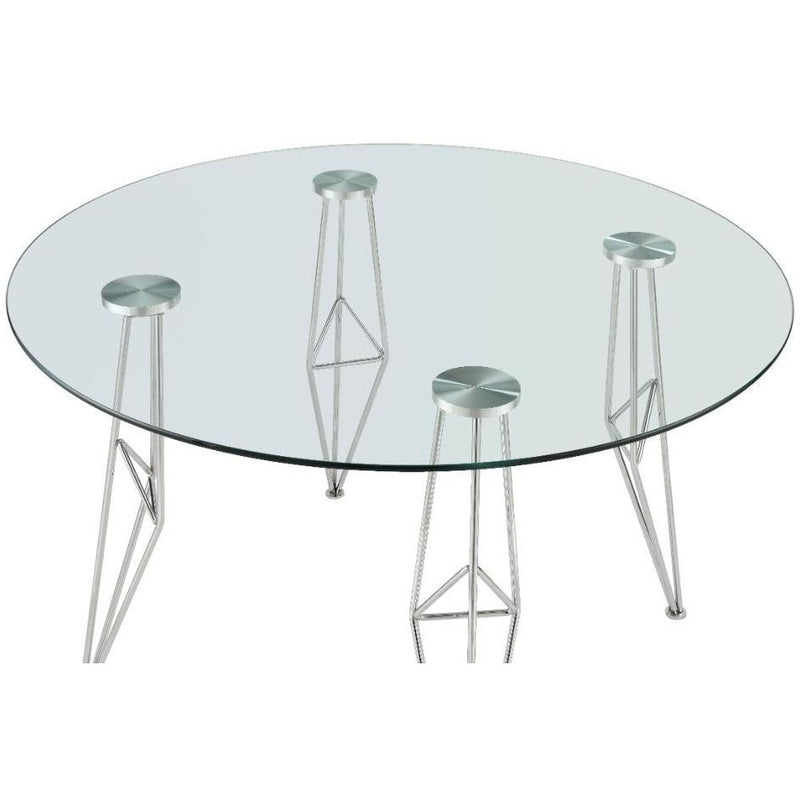 Acme Furniture Round Paula Dining Table with Glass Top 77820 IMAGE 3