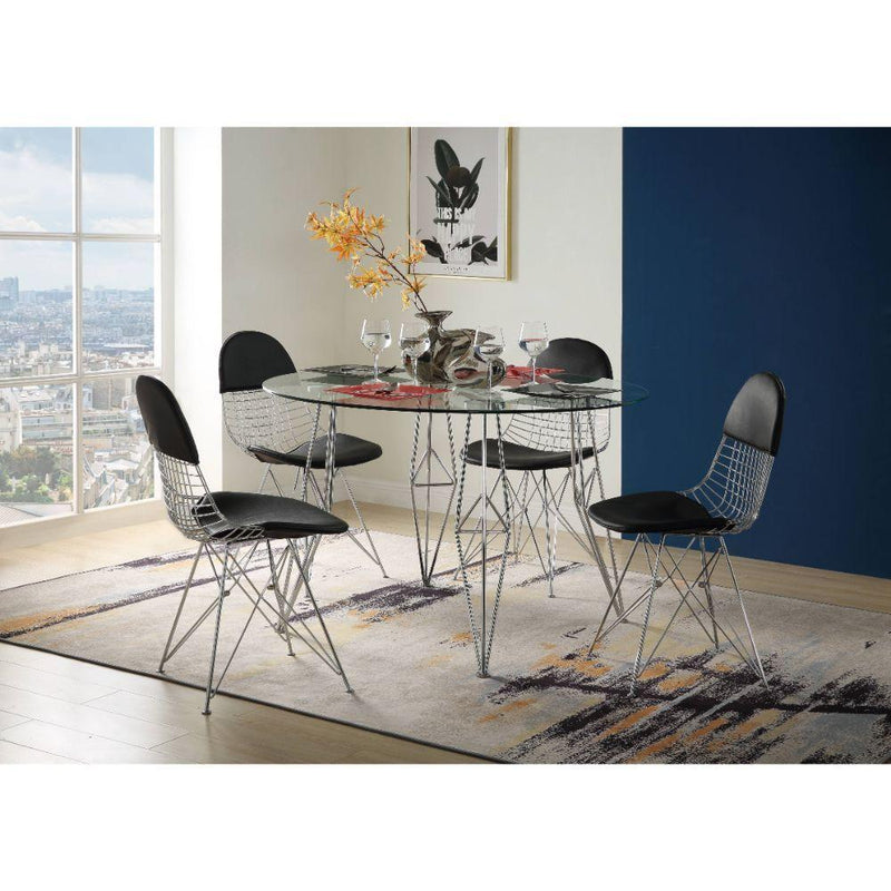 Acme Furniture Round Paula Dining Table with Glass Top 77820 IMAGE 4