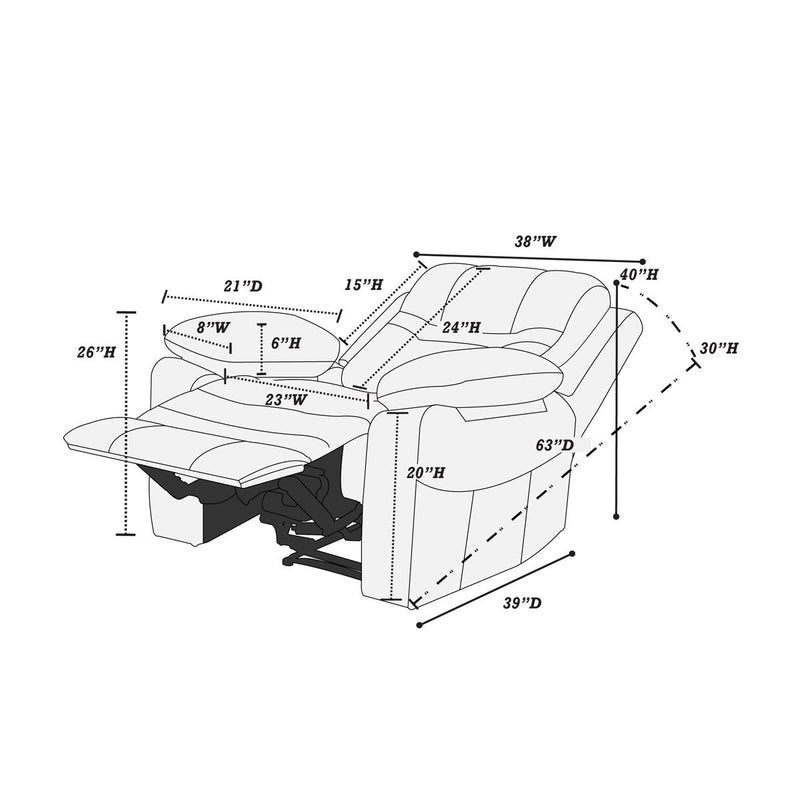 Poundex F6700 Rocker Recliner IMAGE 4