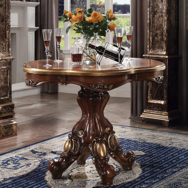 Acme Furniture Round Picardy Counter Height Dining Table with Pedestal Base 78220 IMAGE 1