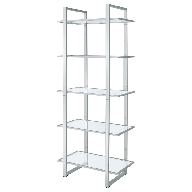 Coaster Furniture Hartford 805538 79-inch 5-shelf Glass Bookshelf - Chrome IMAGE 3