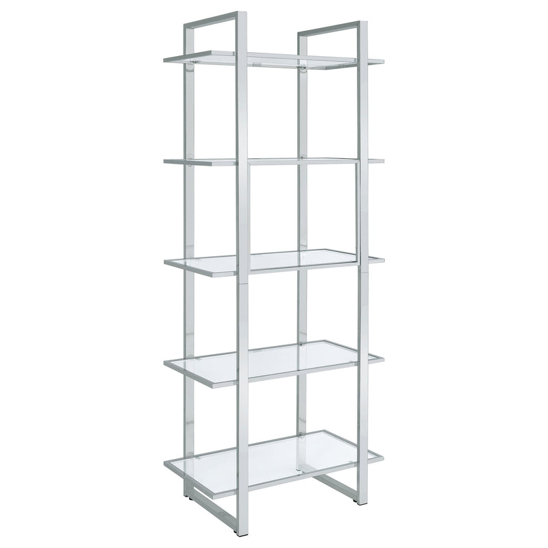 Coaster Furniture Hartford 805538 79-inch 5-shelf Glass Bookshelf - Chrome IMAGE 5