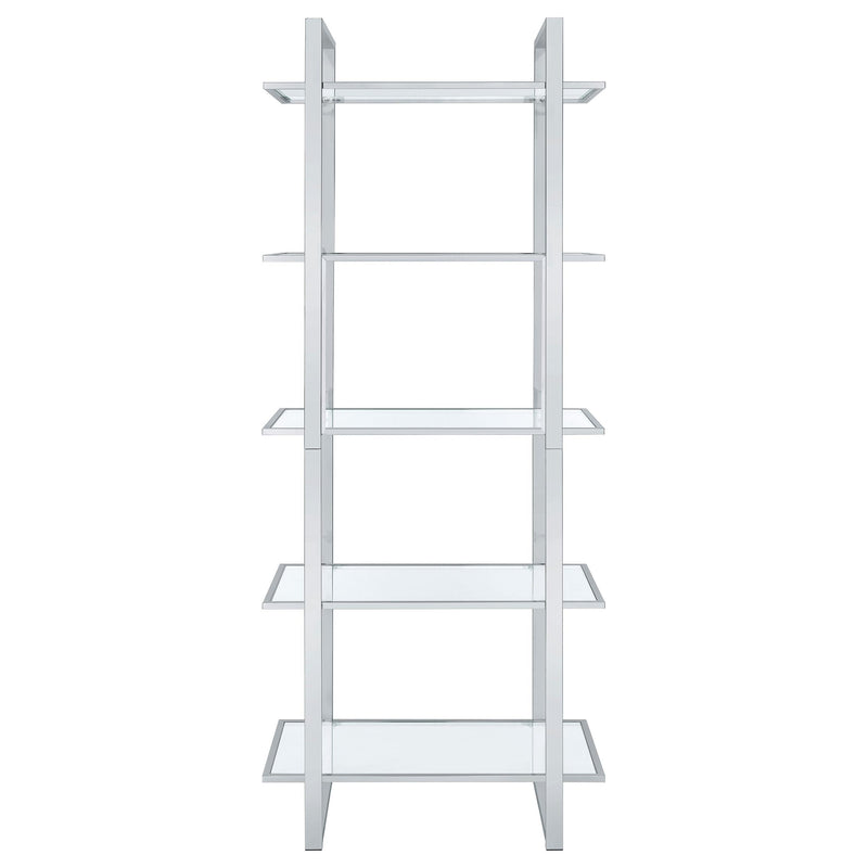 Coaster Furniture Hartford 805538 79-inch 5-shelf Glass Bookshelf - Chrome IMAGE 6