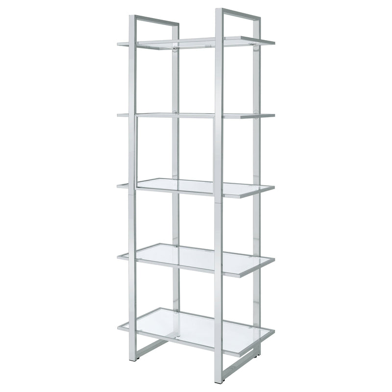 Coaster Furniture Hartford 805538 79-inch 5-shelf Glass Bookshelf - Chrome IMAGE 7
