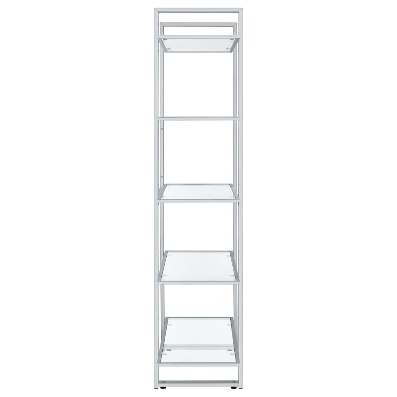 Coaster Furniture Hartford 805538 79-inch 5-shelf Glass Bookshelf - Chrome IMAGE 8