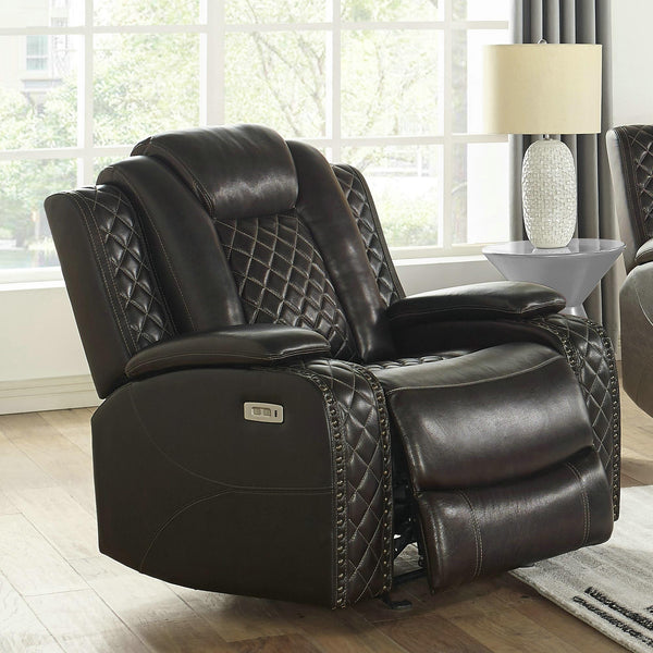 New Classic Furniture Joshua Power Glider Leather Recliner L1716-13P2-BRN IMAGE 1