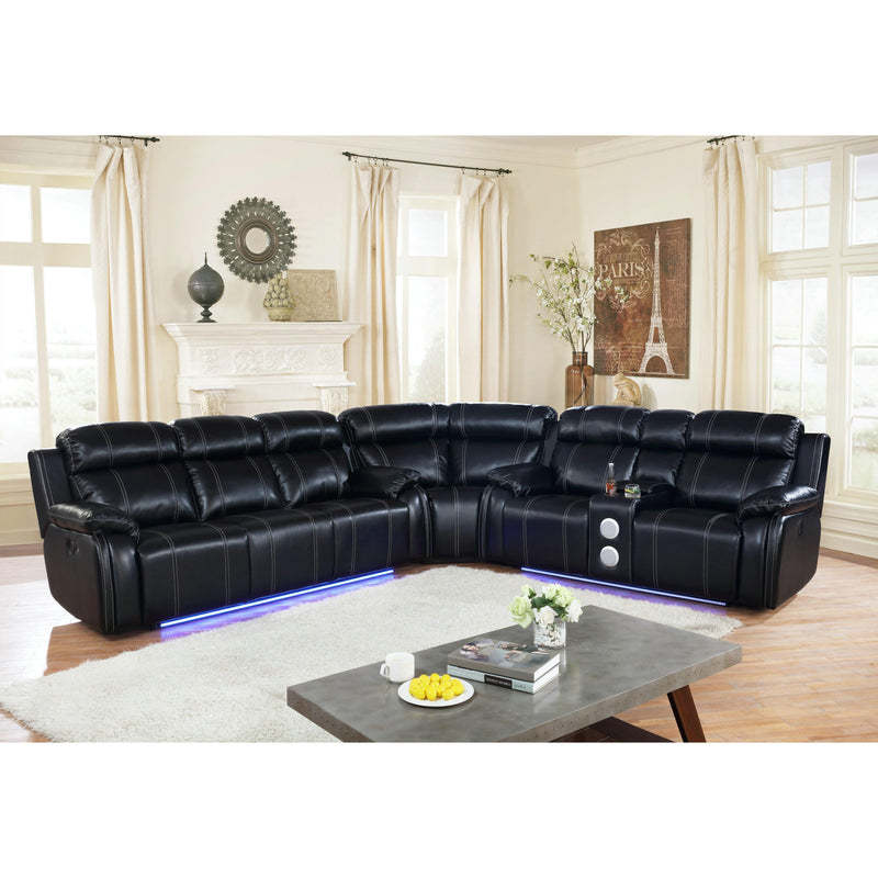 New Classic Furniture Fusion Reclining Fabric and Leather Look 3 pc Sectional U3969-30-EBY/U3969-WG-EBY/U3969-25-EBY IMAGE 1