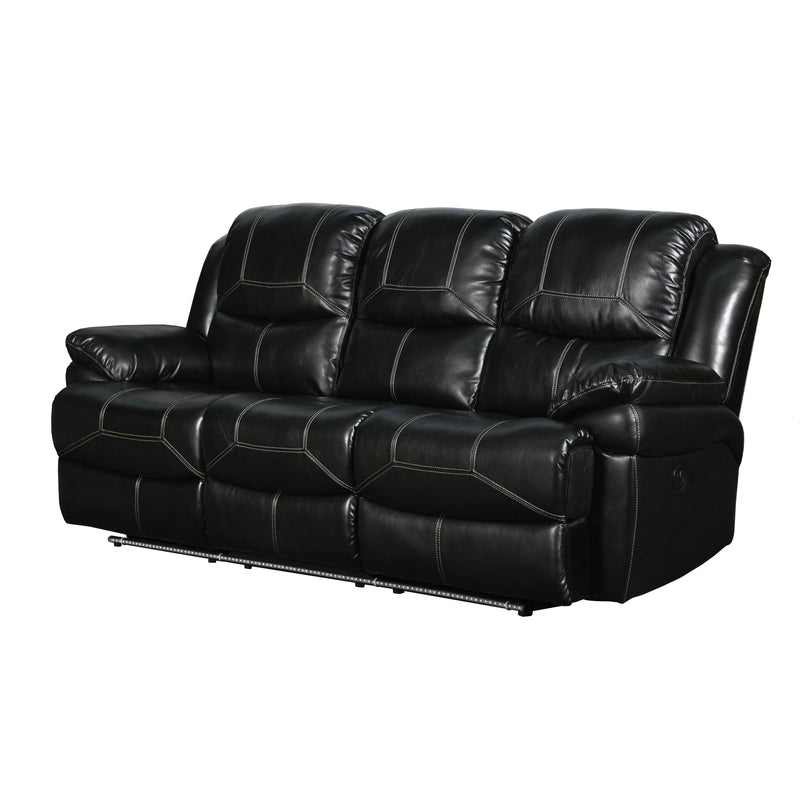 New Classic Furniture Flynn Power Reclining Leather Look Sofa UC2177-30P1-PBK IMAGE 2