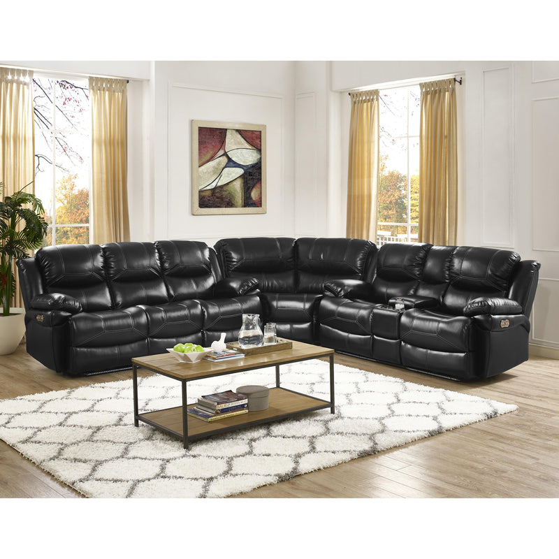 New Classic Furniture Flynn Reclining Fabric and Leather Look 3 pc Sectional UC2177-30-PBK/UC2177-WG-PBK/UC2177-25-PBK IMAGE 1