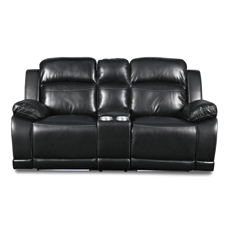 New Classic Furniture Vega Power Reclining Polyurethane Loveseat UC3822-25P1-PBK IMAGE 1