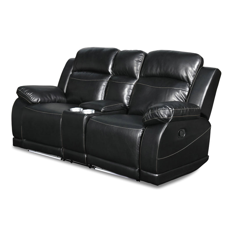 New Classic Furniture Vega Power Reclining Polyurethane Loveseat UC3822-25P1-PBK IMAGE 3