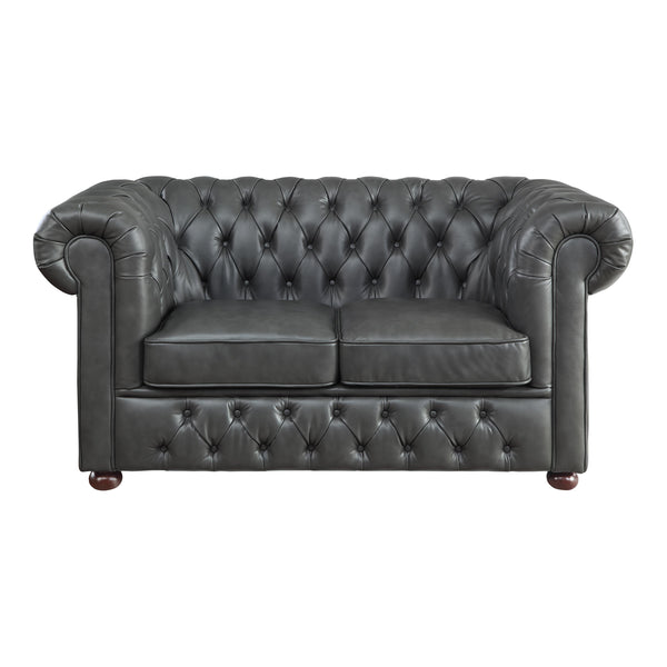 Homelegance Tiverton Stationary Leather Look Loveseat 9335GRY-2 IMAGE 1