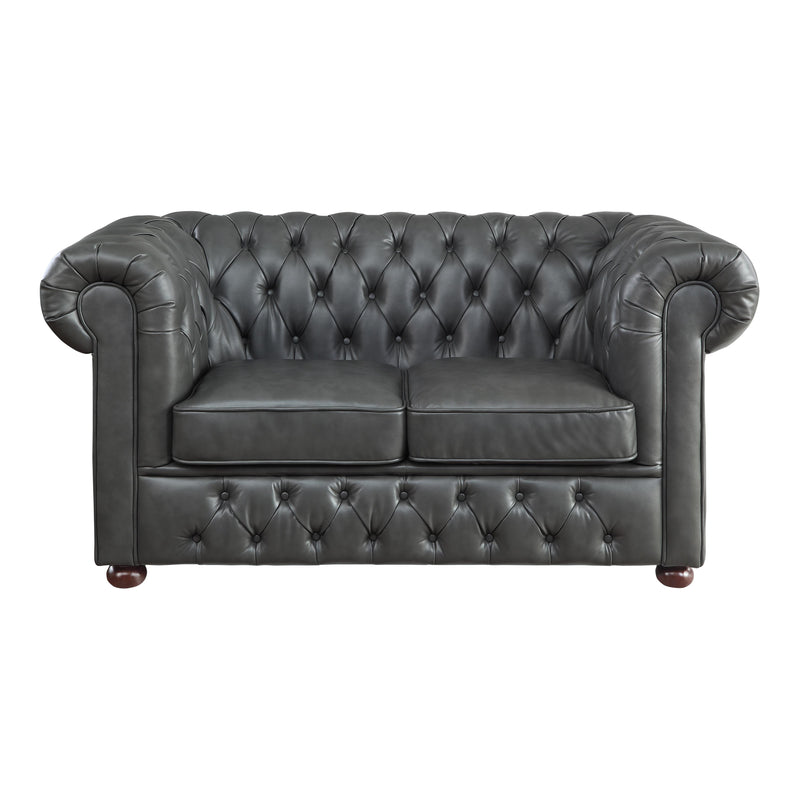 Homelegance Tiverton Stationary Leather Look Loveseat 9335GRY-2 IMAGE 1