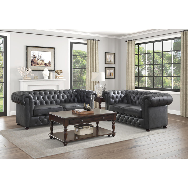 Homelegance Tiverton Stationary Leather Look Loveseat 9335GRY-2 IMAGE 4