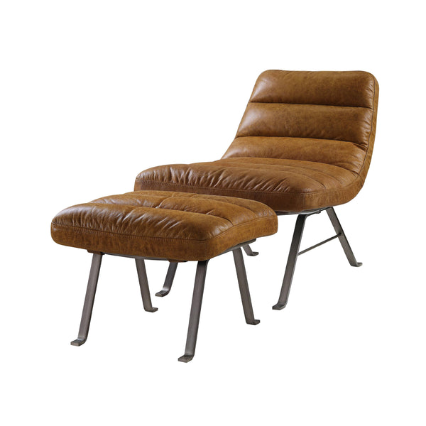 Acme Furniture Bison Leather Ottoman 59652 IMAGE 1