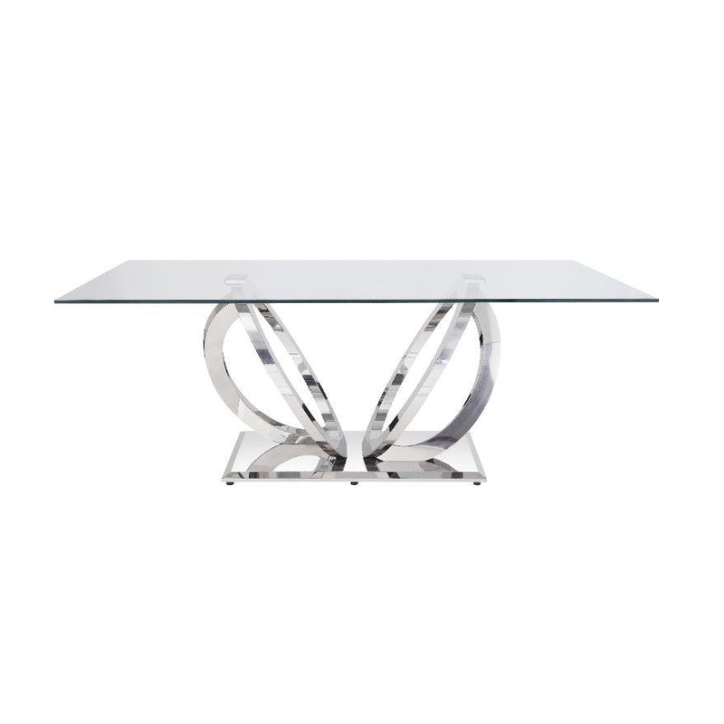 Acme Furniture Finley Dining Table with Glass Top and Pedestal Base 68260 IMAGE 3