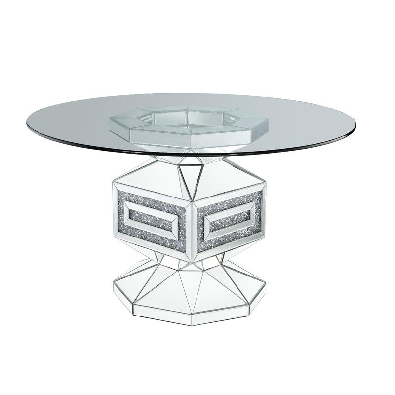 Acme Furniture Round Noralie Dining Table with Glass Top and Pedestal Base 72955 IMAGE 1