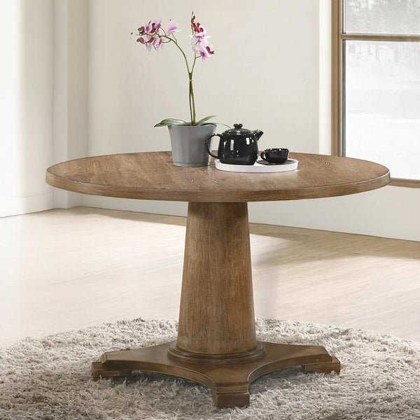 Acme Furniture Round Yotam Dining Table with Pedestal Base 77160 IMAGE 1