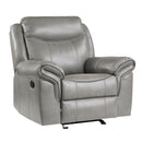 Homelegance Aram Glider Leather Look Recliner 8206GRY-1 IMAGE 2