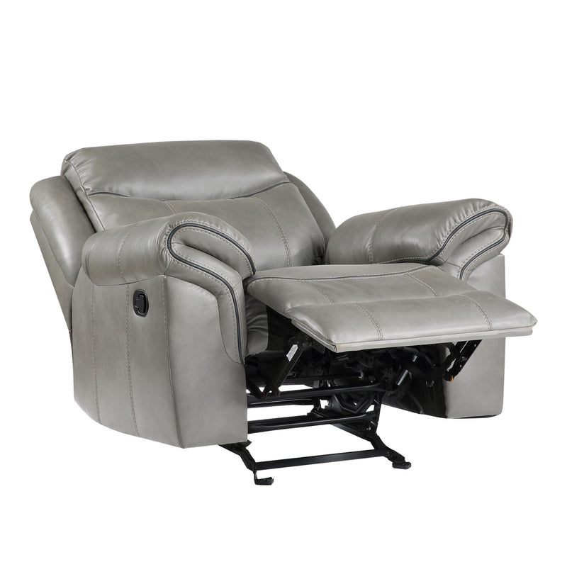 Homelegance Aram Glider Leather Look Recliner 8206GRY-1 IMAGE 5