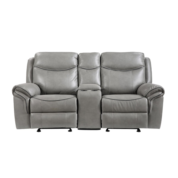 Homelegance Aram Reclining Leather Look Loveseat 8206GRY-2 IMAGE 1