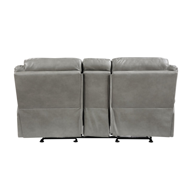 Homelegance Aram Reclining Leather Look Loveseat 8206GRY-2 IMAGE 2